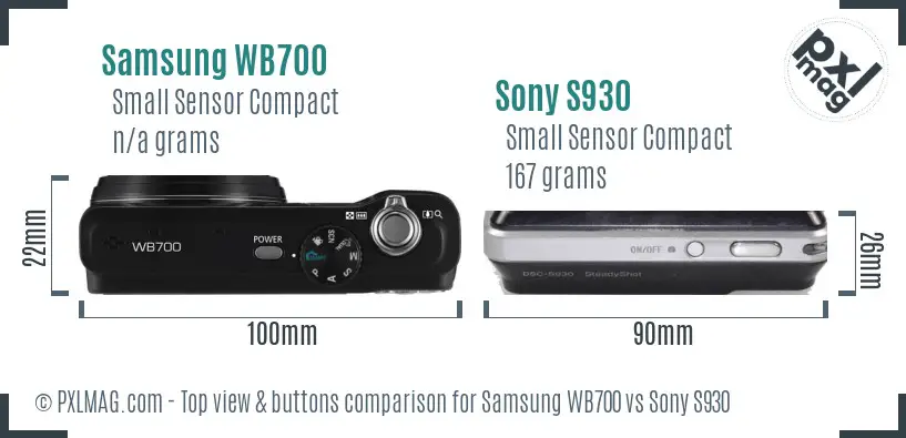 Samsung WB700 vs Sony S930 top view buttons comparison