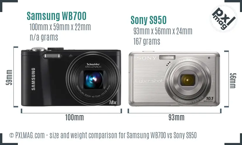 Samsung WB700 vs Sony S950 size comparison