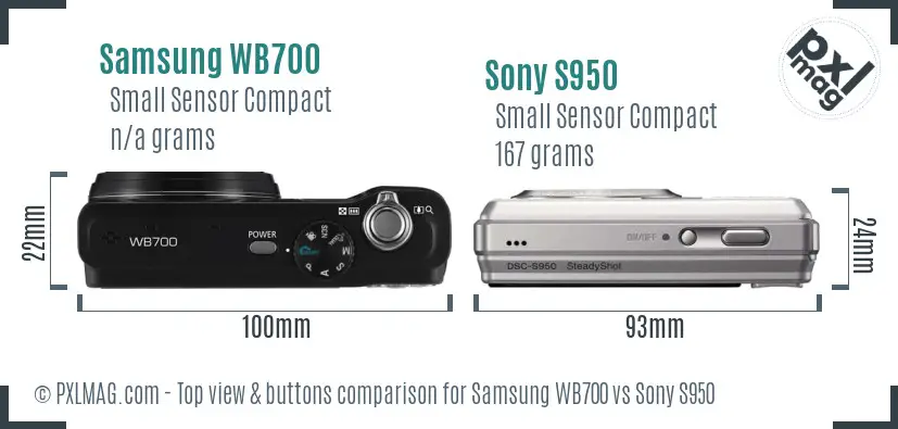 Samsung WB700 vs Sony S950 top view buttons comparison