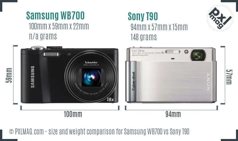 Samsung WB700 vs Sony T90 size comparison Samsung WB700 vs Sony T90 size comparison