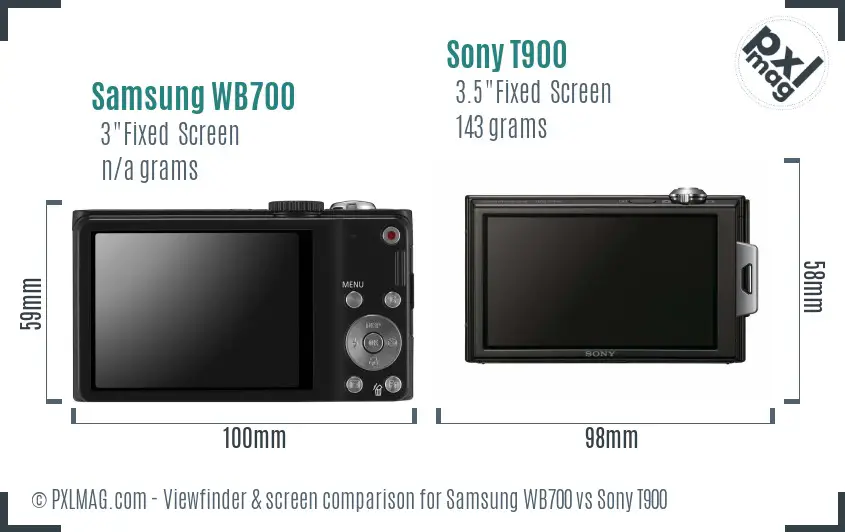 Samsung WB700 vs Sony T900 Screen and Viewfinder comparison Samsung WB700 vs Sony T900 Screen and Viewfinder comparison