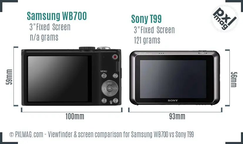 Samsung WB700 vs Sony T99 Screen and Viewfinder comparison