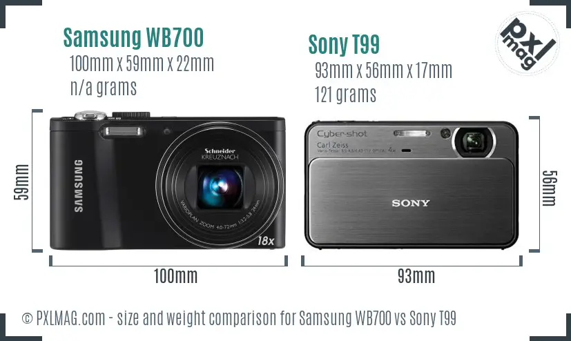 Samsung WB700 vs Sony T99 size comparison