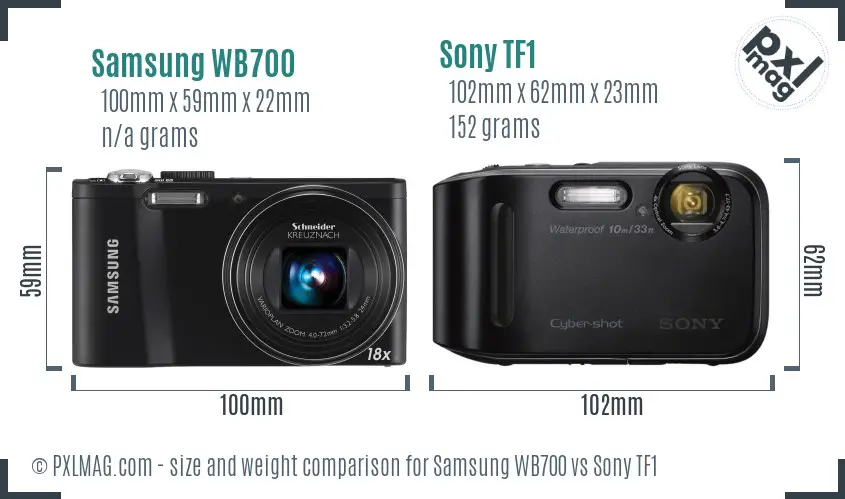 Samsung WB700 vs Sony TF1 size comparison