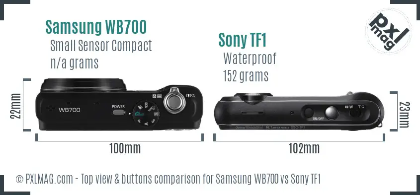 Samsung WB700 vs Sony TF1 top view buttons comparison