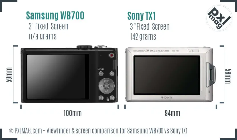 Samsung WB700 vs Sony TX1 Screen and Viewfinder comparison