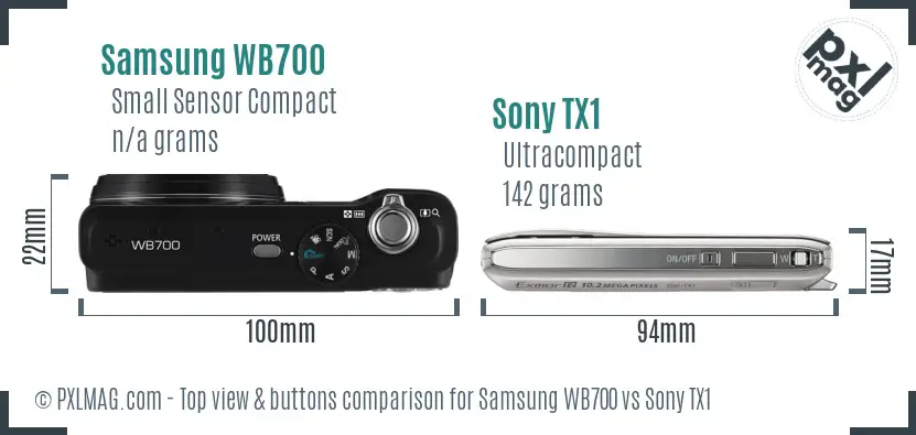 Samsung WB700 vs Sony TX1 top view buttons comparison