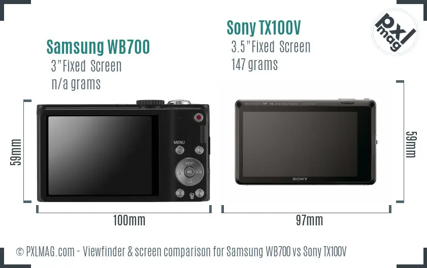 Samsung WB700 vs Sony TX100V Screen and Viewfinder comparison