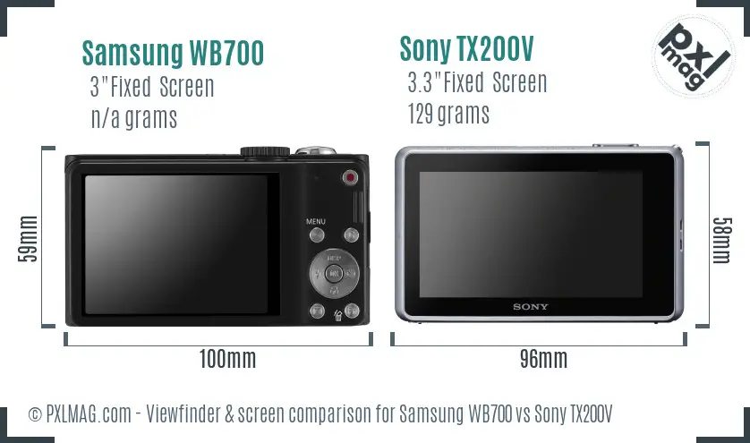Samsung WB700 vs Sony TX200V Screen and Viewfinder comparison