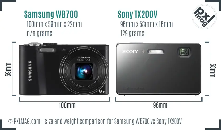 Samsung WB700 vs Sony TX200V size comparison