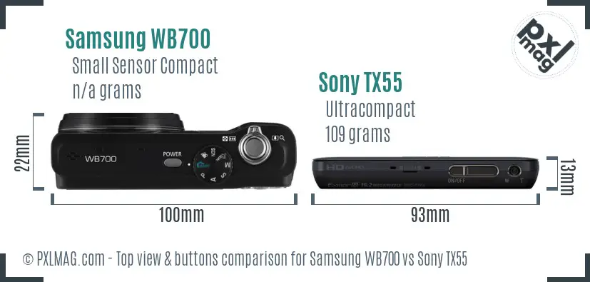 Samsung WB700 vs Sony TX55 top view buttons comparison