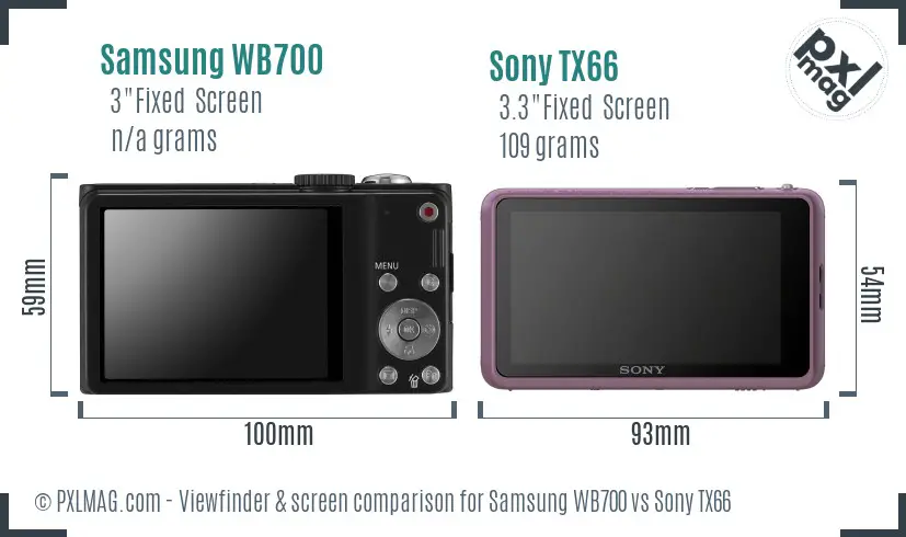 Samsung WB700 vs Sony TX66 Screen and Viewfinder comparison