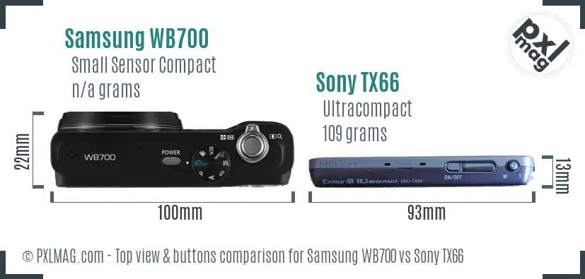 Samsung WB700 vs Sony TX66 top view buttons comparison