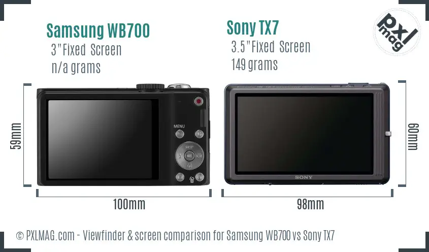 Samsung WB700 vs Sony TX7 Screen and Viewfinder comparison