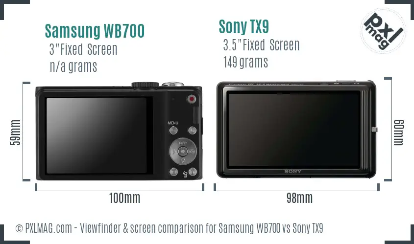 Samsung WB700 vs Sony TX9 Screen and Viewfinder comparison Samsung WB700 vs Sony TX9 Screen and Viewfinder comparison