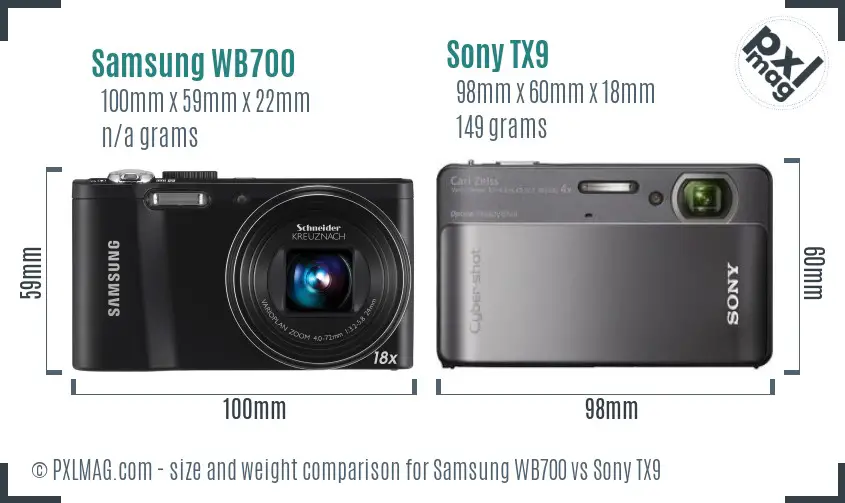 Samsung WB700 vs Sony TX9 size comparison Samsung WB700 vs Sony TX9 size comparison