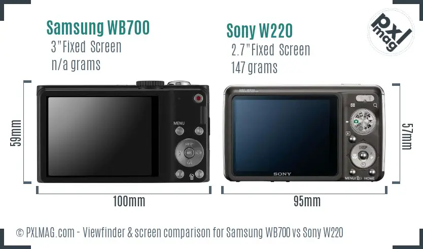 Samsung WB700 vs Sony W220 Screen and Viewfinder comparison