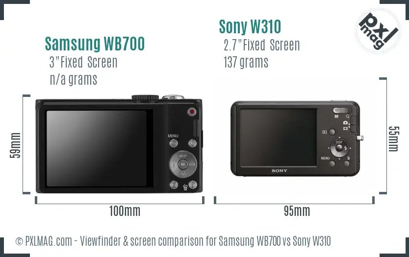 Samsung WB700 vs Sony W310 Screen and Viewfinder comparison Samsung WB700 vs Sony W310 Screen and Viewfinder comparison