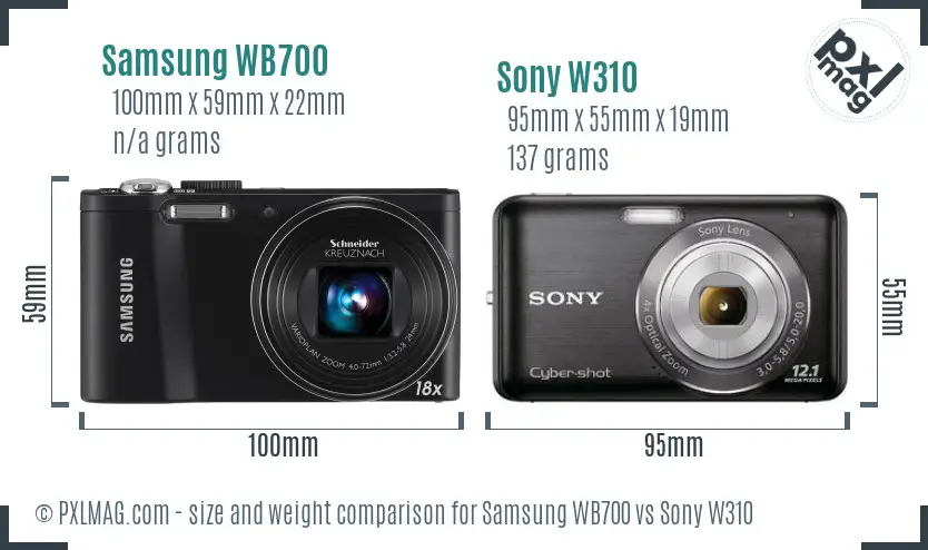 Samsung WB700 vs Sony W310 size comparison Samsung WB700 vs Sony W310 size comparison