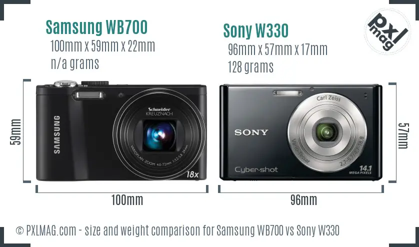 Samsung WB700 vs Sony W330 size comparison Samsung WB700 vs Sony W330 size comparison