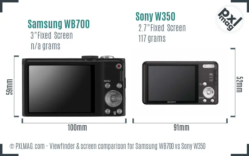 Samsung WB700 vs Sony W350 Screen and Viewfinder comparison Samsung WB700 vs Sony W350 Screen and Viewfinder comparison
