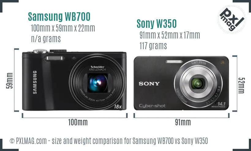 Samsung WB700 vs Sony W350 size comparison Samsung WB700 vs Sony W350 size comparison