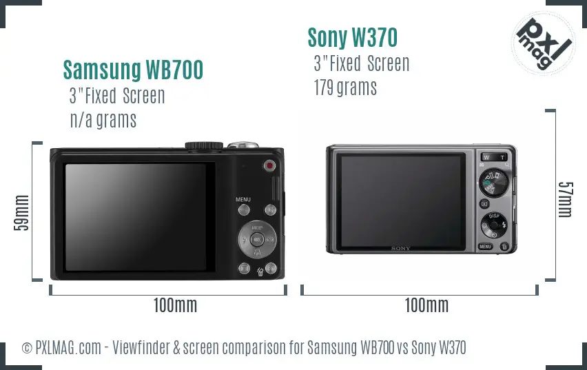 Samsung WB700 vs Sony W370 Screen and Viewfinder comparison