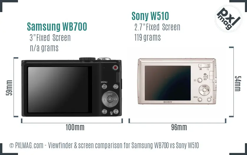 Samsung WB700 vs Sony W510 Screen and Viewfinder comparison