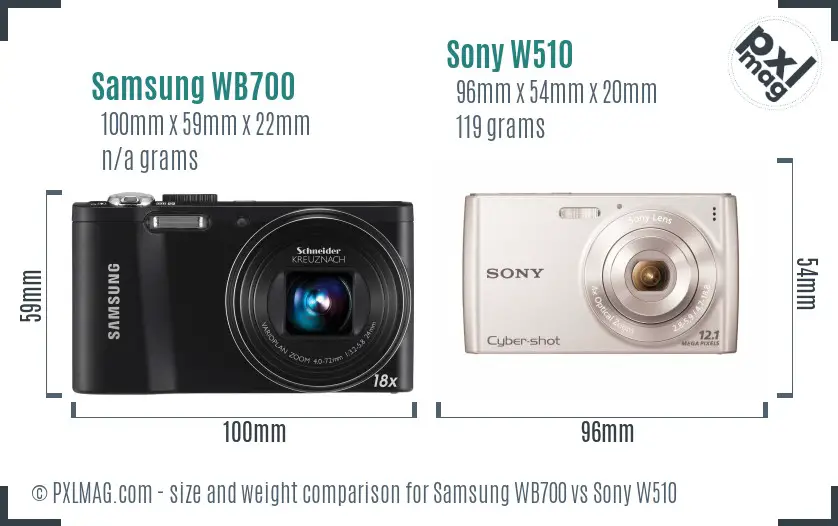 Samsung WB700 vs Sony W510 size comparison