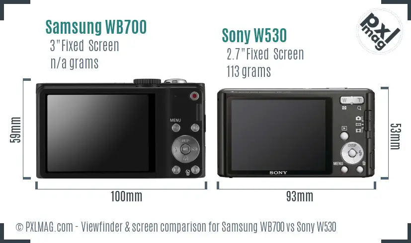 Samsung WB700 vs Sony W530 Screen and Viewfinder comparison Samsung WB700 vs Sony W530 Screen and Viewfinder comparison
