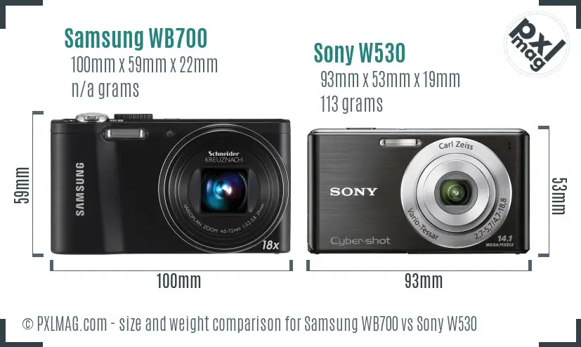 Samsung WB700 vs Sony W530 size comparison Samsung WB700 vs Sony W530 size comparison