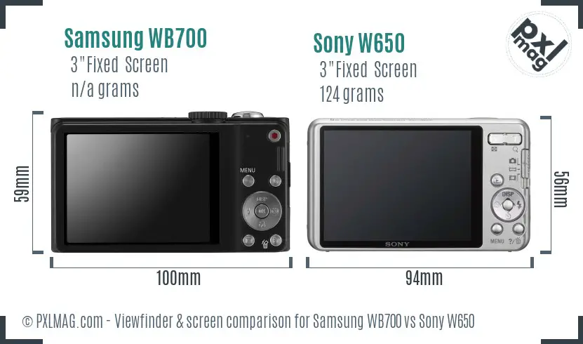 Samsung WB700 vs Sony W650 Screen and Viewfinder comparison Samsung WB700 vs Sony W650 Screen and Viewfinder comparison