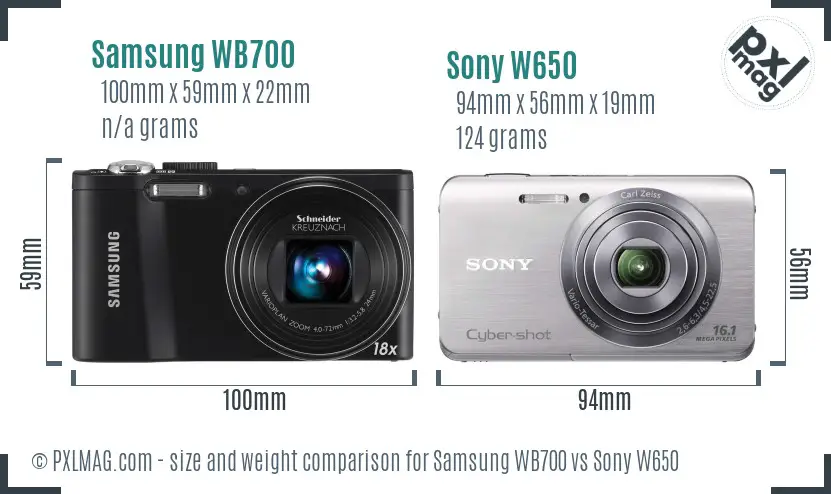 Samsung WB700 vs Sony W650 size comparison Samsung WB700 vs Sony W650 size comparison