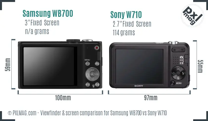 Samsung WB700 vs Sony W710 Screen and Viewfinder comparison