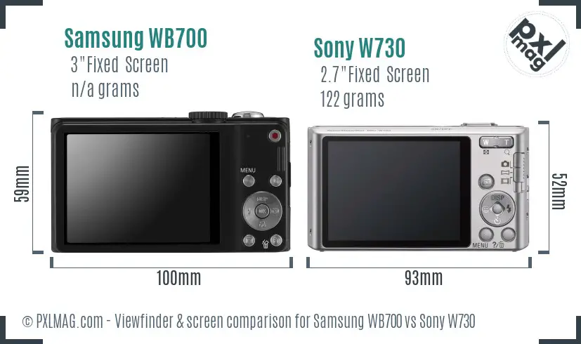 Samsung WB700 vs Sony W730 Screen and Viewfinder comparison