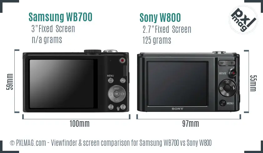 Samsung WB700 vs Sony W800 Screen and Viewfinder comparison