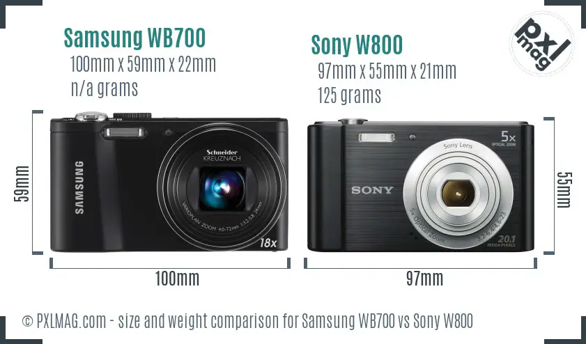 Samsung WB700 vs Sony W800 size comparison