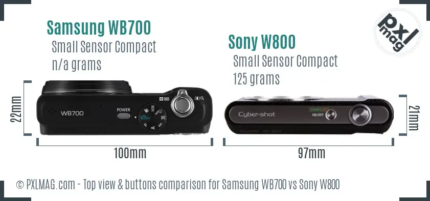 Samsung WB700 vs Sony W800 top view buttons comparison
