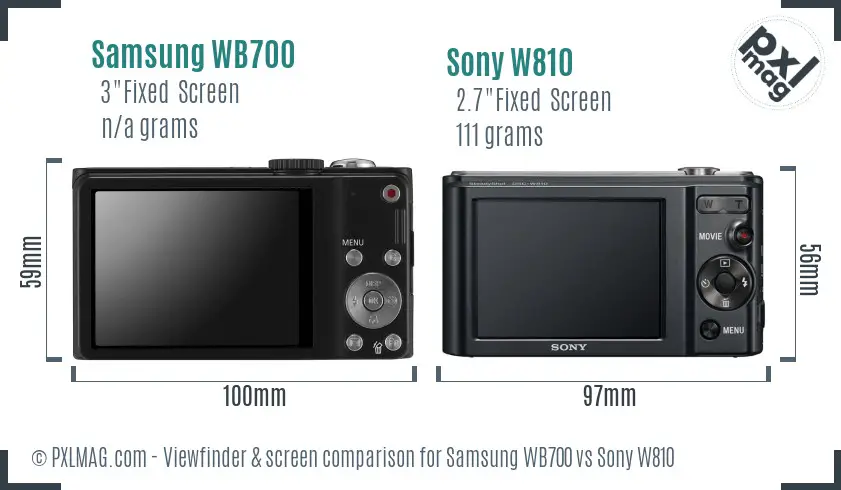 Samsung WB700 vs Sony W810 Screen and Viewfinder comparison