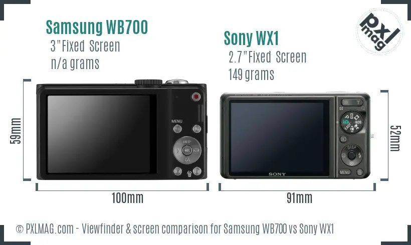 Samsung WB700 vs Sony WX1 Screen and Viewfinder comparison