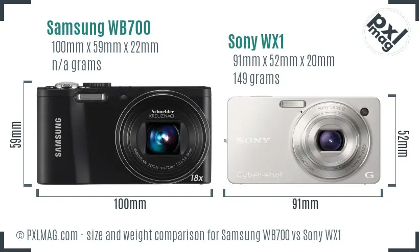 Samsung WB700 vs Sony WX1 size comparison