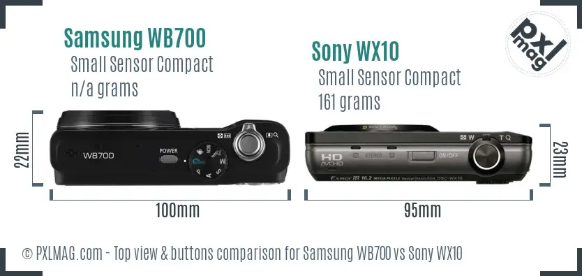 Samsung WB700 vs Sony WX10 top view buttons comparison