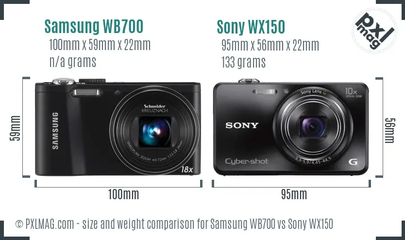 Samsung WB700 vs Sony WX150 size comparison Samsung WB700 vs Sony WX150 size comparison