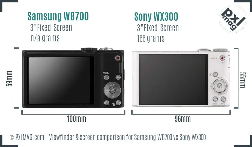 Samsung WB700 vs Sony WX300 Screen and Viewfinder comparison Samsung WB700 vs Sony WX300 Screen and Viewfinder comparison