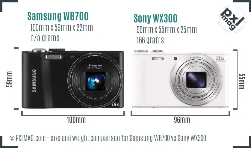 Samsung WB700 vs Sony WX300 size comparison Samsung WB700 vs Sony WX300 size comparison