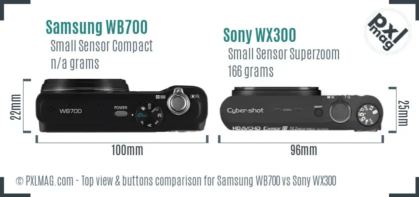 Samsung WB700 vs Sony WX300 top view buttons comparison Samsung WB700 vs Sony WX300 top view buttons comparison