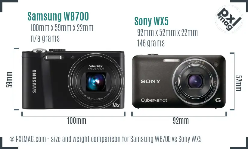 Samsung WB700 vs Sony WX5 size comparison