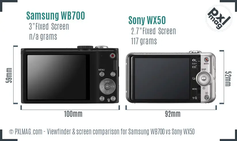Samsung WB700 vs Sony WX50 Screen and Viewfinder comparison Samsung WB700 vs Sony WX50 Screen and Viewfinder comparison