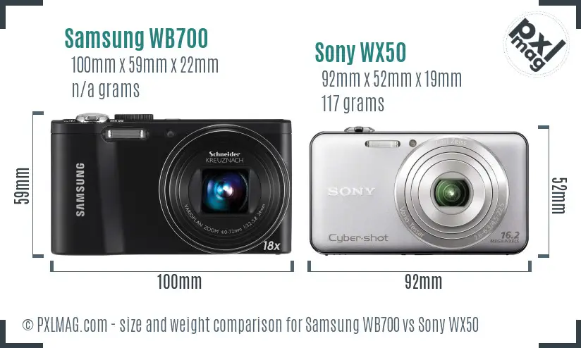 Samsung WB700 vs Sony WX50 size comparison Samsung WB700 vs Sony WX50 size comparison
