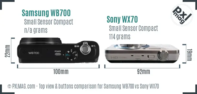 Samsung WB700 vs Sony WX70 top view buttons comparison
